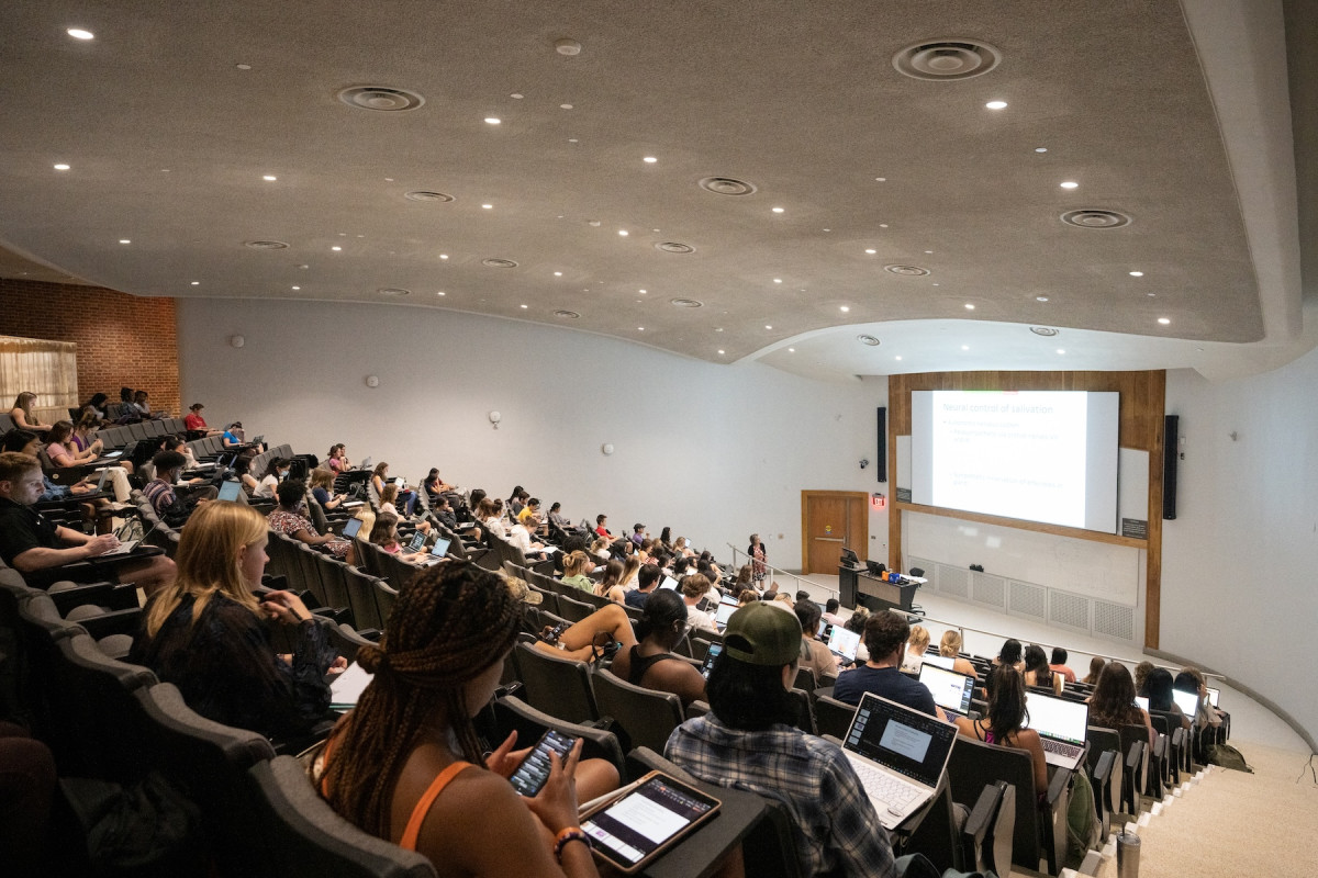 A lecture hall with students