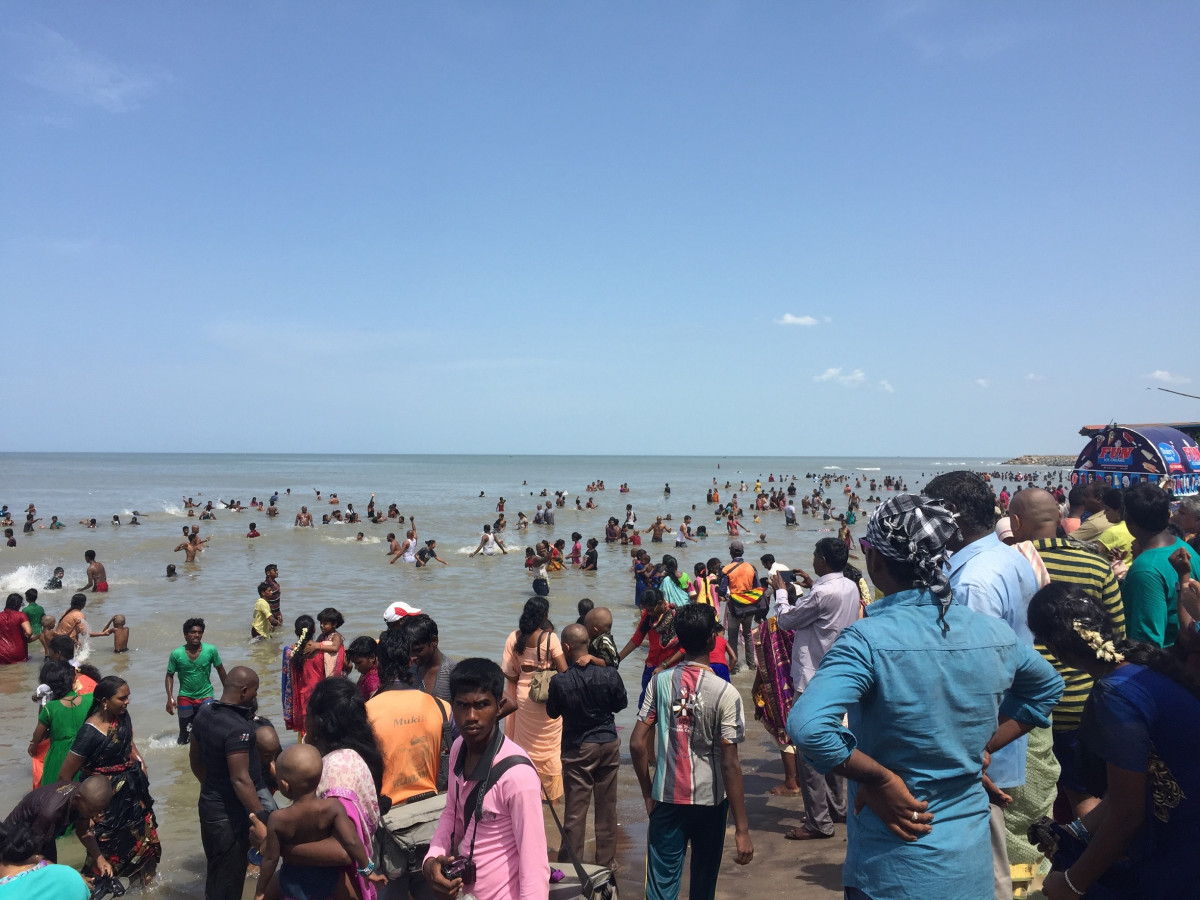 Many people in a river in India