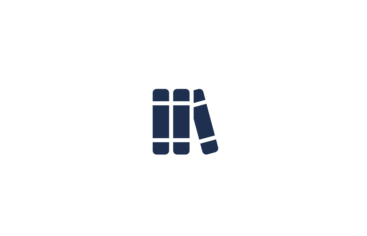 Icon depicting three vertically stacked books