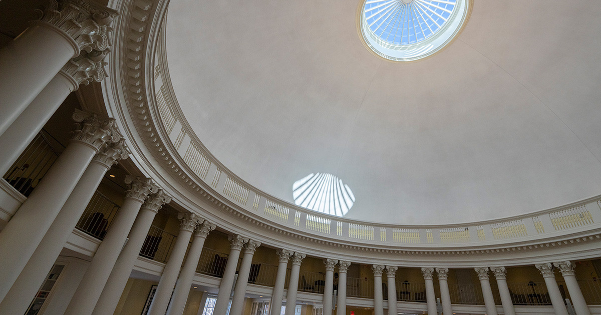 Interior veiw of the Rotund's dome ceiling.