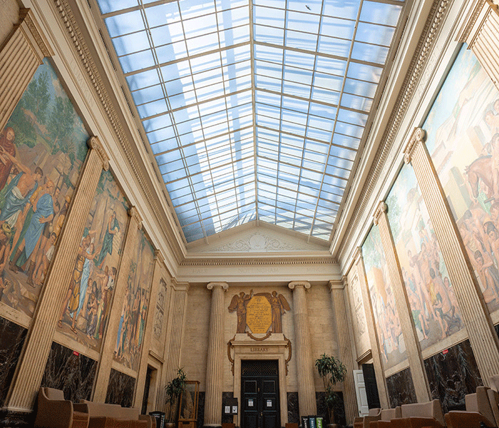 View of Clark Hall atrium skylights